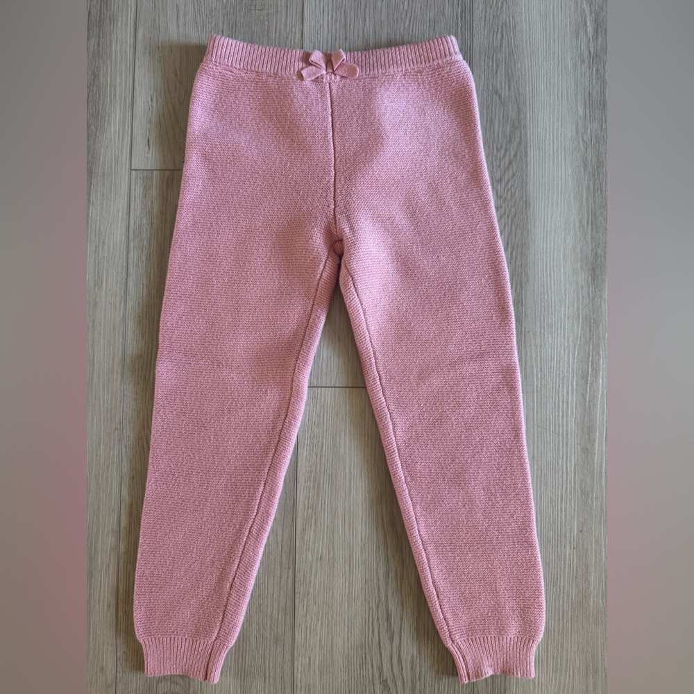 Janie and Jack Girls Sz 6 Lounge Pastel Baby Pink Knit Sweater Cozy Jogger Pants
